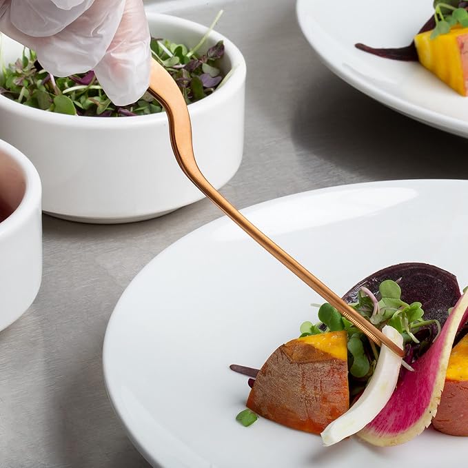 CREATIVECHEF 8 Inch Curved Stainless Steel Precision Kitchen Cooking Multi-function Tweezers Culinary Offset Tweezer Tongs (Curved,black)