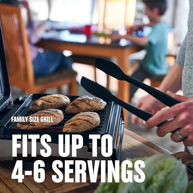 George Foreman Smokeless - Digital Smart Select, Family Size (4-6 Servings), Stainless Steel, GRD6090B