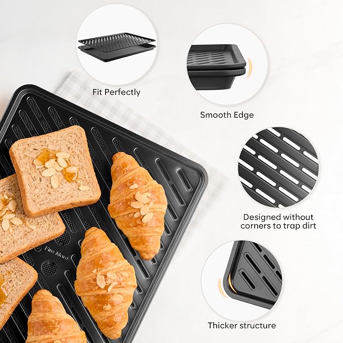 Half Sheet Pan with Cooling Rack 17.3” x 13.1”, Cookie Sheets for Baking 0.8mm Thick Non Stick Baking Sheets for Oven Heavy Duty Baking Trays with Diamond Texture