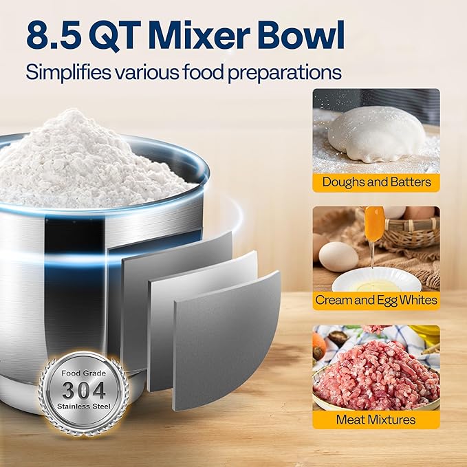 VIVOHOME 6 in 1 Multifunctional Stand Mixer with Nugget Ice Maker Countertop