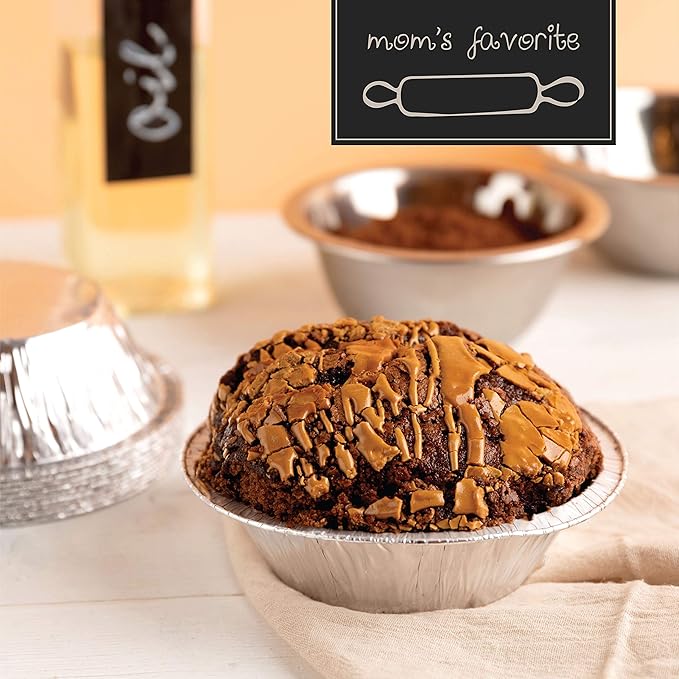 PLASTICPRO 6'' Inch Round Tin Foil Cake Pans Disposable Aluminum, Freezer & Oven Safe - For Baking, Cooking, Storage, Roasting, & Reheating, Pack of 50