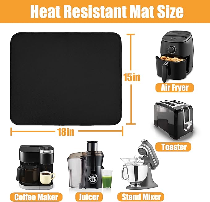 Heat Resistant Mat for Air Fryer,Deep Fryer,Oven,15x18in Hot Pads for Kitchen Counter Heat Protector,Under Coffee Maker Mats for Quartz Countertop Protector,Deep Fryer Coffee Machine Accessories