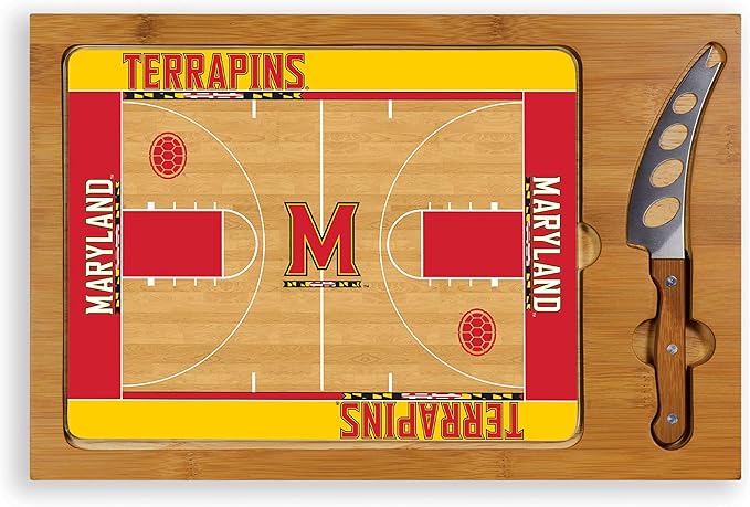 PICNIC TIME NCAA Icon Glass Top Cutting Board & Knife Set, Cheese Boards Charcuterie Boards, Serving Platter, (Parawood & Bamboo)