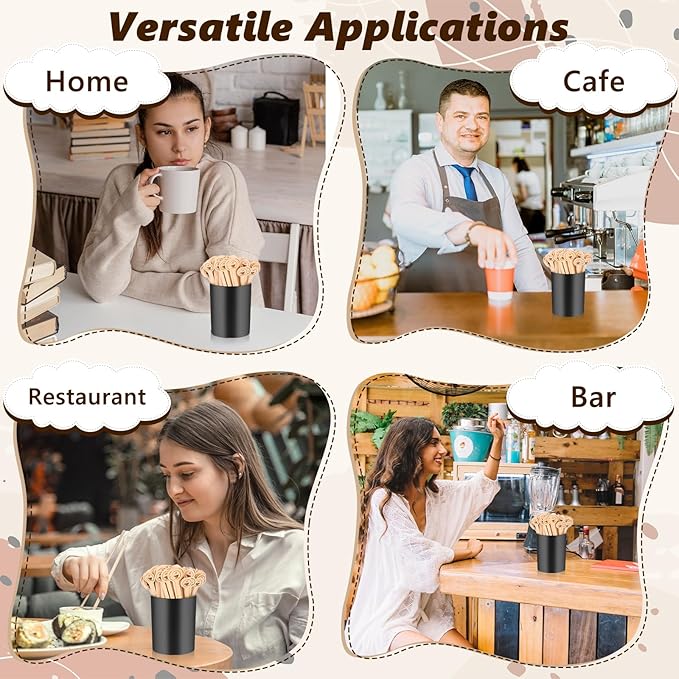 100 PCS Coffee Stirrer and Holder Set 6 inch Wooden Coffee Stirrers with Round Ends Disposable Coffee Stir Sticks Beverage Stirrer Sticks Plastic Drink Stirrer Holder for Cafe Drink Stations Bar