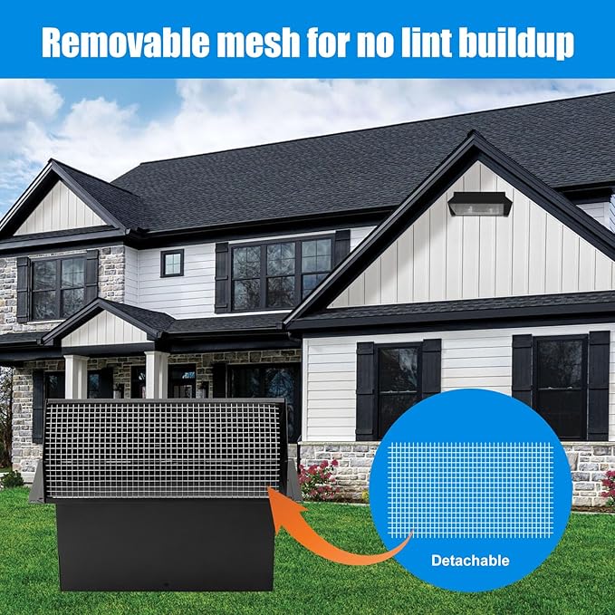 Microwave Vent Range Hood Wall Cap, 3-1/4" x 10" Rectangular Exhaust Vent Cover with Damper & Screen, Replacement for Broan & Most Over-the-Range Microwaves, Kitchen & Bathroom Ventilation, Black