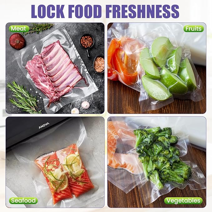 CAREGY Vacuum Sealer Bags 200 Pint 6" x 10" with BPA Free for Food Storage Meal Prep or Sous Vide
