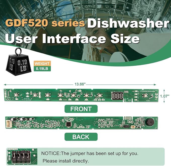 Dishwasher User Interface Control Board Replacement Compatible with GE GDF520,GDF540,GDF570 Series