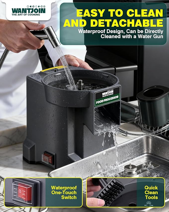 WantJoin 6-In-1 Electric Vegetable Chopper - Multifunctional Commercial Electric Food Dicer Processor For Slicing(2.5mm), Dicing(8/12mm), Chopping(2.5mm), Shredding, Crinkle Cutting, Oblique Cutting