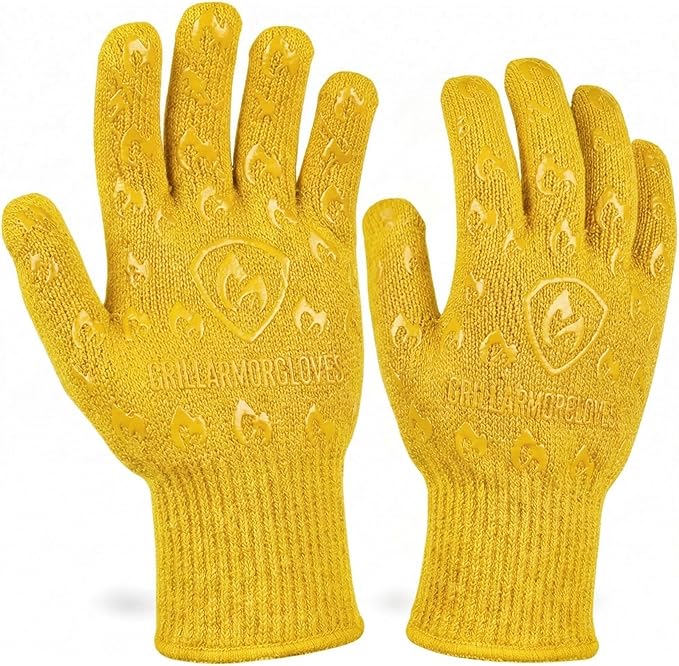 Grill Armor Oven Gloves with Fingers – 932°F Heat, Fire & Cut Resistant Mitts for BBQ, Grill, Cooking, Grilling, Baking, Smoker & Fire Pit