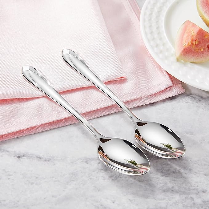 KEAWELL Premium Astra 4-Piece 5.8 inch Spoon Set – Mirror-Finished 18/10 Stainless Steel with Diamond-Faceted Handles Dishwasher Safe for Modern Dining (4, Small Spoons)