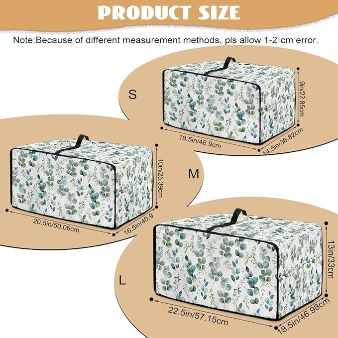 Countertop Convection Oven Cover Decorative and Protective Air Fryer Toaster Oven Dust Cover for Home Kitchen Indoor Decor, S, Eucalyptus Leaf Green White
