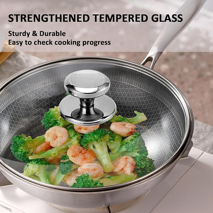 Glass Lid for Pots and Pans, 3 pcs Lid Replacement Set Cookware Cover (8 In + 10.25 In + 12 In)