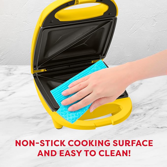 Nostalgia Oscar Mayer Sandwich Maker with Beverage Cooler Bag, 5-Inch Nonstick Cooking Surface with Indicator Lights and Lock Feature, Lunch and Beverage Tote Included, Yellow