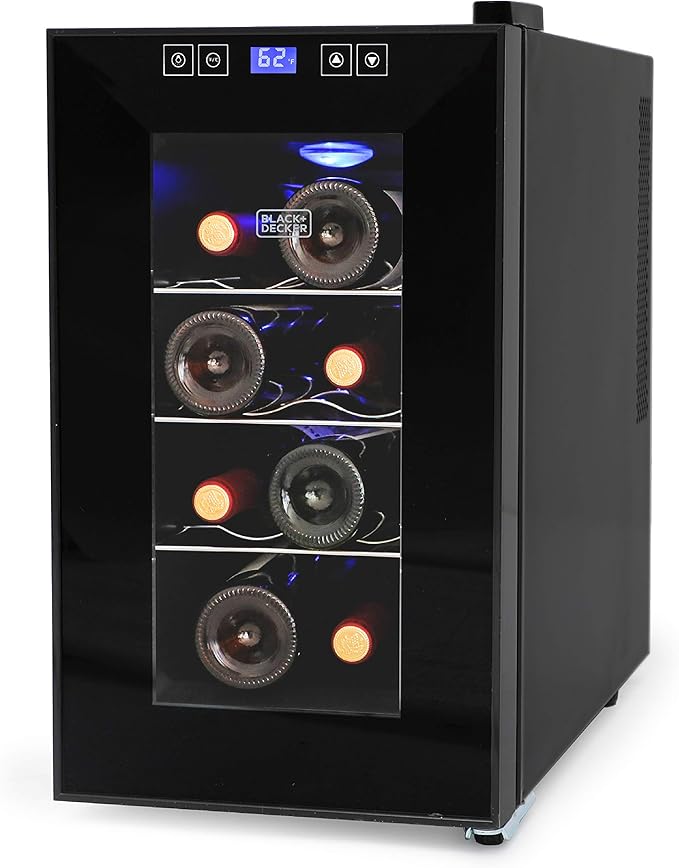 BLACK+DECKER 8 Bottle Wine Fridge + Secura Electric Wine Opener