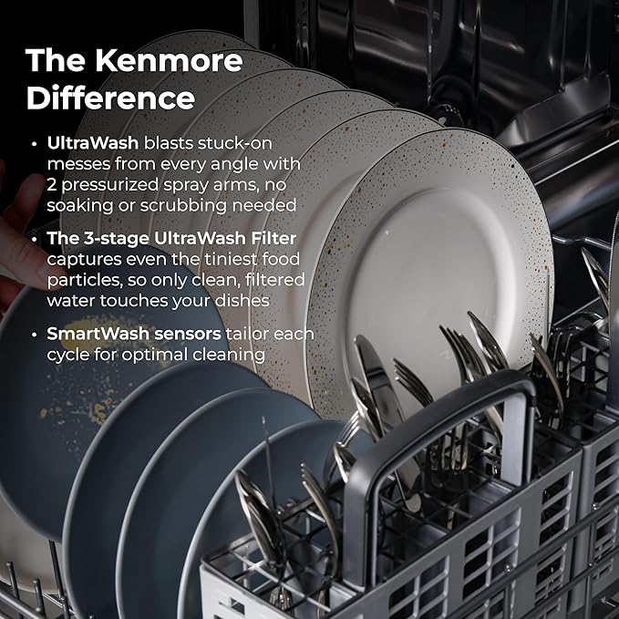 Kenmore 22-14592 24" Built-In Dishwasher - UltraWash, SmartWash, Sanitize Rinse, SmartDry and Leak Detection - 14 Place Settings - 51 DBA - ENERGY STAR Certified - 24" - White