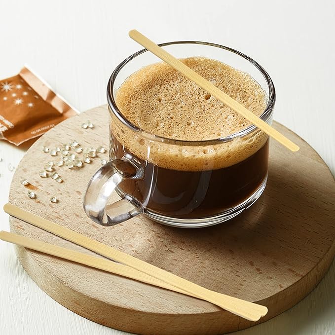 Bamboo Coffee Stirrers, 250 Count of Disposable Coffee Stir Sticks - Stir Sticks For Coffee Bar 5.5 Inch, Stir Sticks with Smooth End, Coffee Stirs for Coffee, Cocktail, Hot Drinks