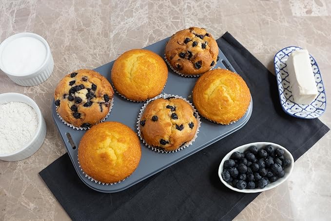 Fox Run Non-Stick Extra Large Muffin and Cupcake Pan, 6 Cup