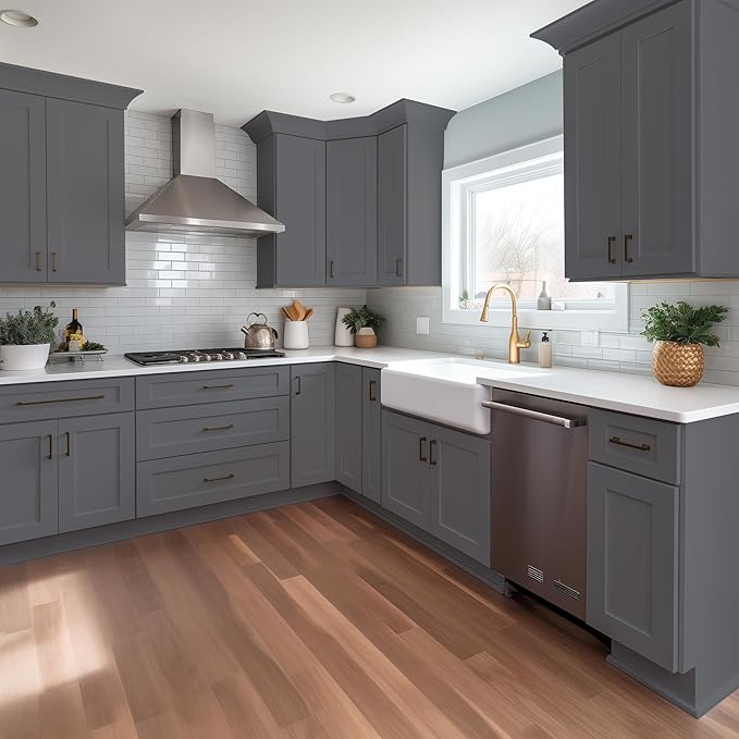 Wall-Mounted Cabinet – Solid Wood Shaker Style Medicine Cabinet with Adjustable Shelves & Soft-Close Doors for Bathroom, Kitchen, and Office Storage (Pebble Gray, 36" W x 12" D x 30" H)
