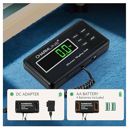 Charmline 1100lbs x 0.2lbs High Accuracy Digital Postal Scale with 41x21 in Large Stainless Steel Platform, Heavy Duty Scale for Dog, Pig, Goat Sheep, Battery & AC Adapter Powered, Slip-Resistant