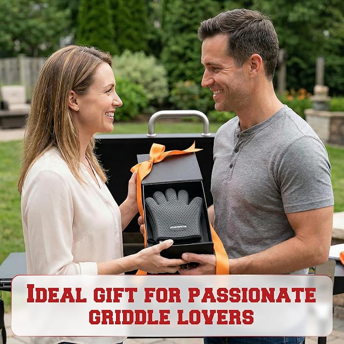 KITCHEN PERFECTION Silicone Oven & Griddle Gloves -Extreme Heat Resistant BBQ & Grilling Gloves -Handle Hot Food Right on Your Griddle |Waterproof Oven Mitts Grill Gloves |Superior Set+3 Bonuses