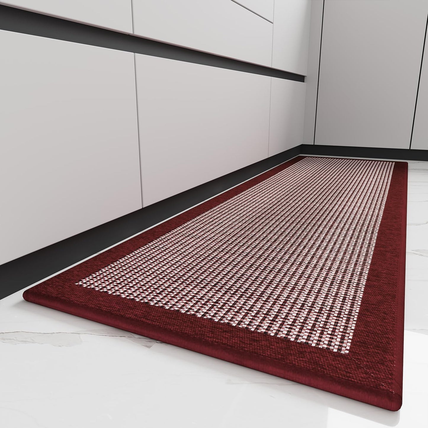 PADOOR Kitchen Mats for Floor, Kitchen Rugs Non Slip Washable, Rubber Backed Christmas Kitchen Runner Super Absorbent Xmas Kitchen Floor Mat Sink Rug, 20”x32” Red