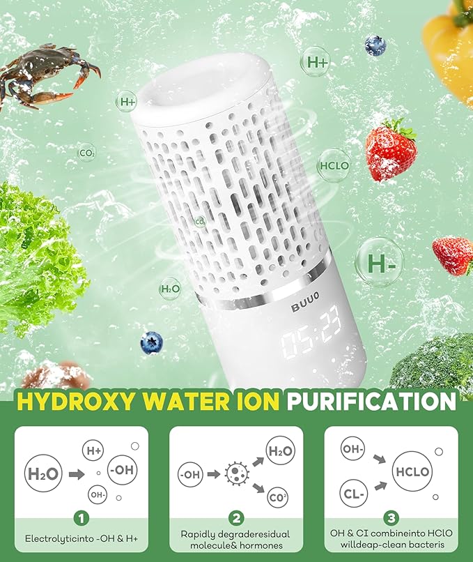 Fruit and Vegetable Washing Machine - Electric Food Purifier with OH-ion Purification Technology and Capsule Shape, Kitchen Ideas for Cleaning Fruit,Veggie,Rice,Tableware