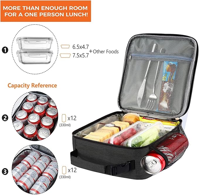 ZM-YOUTOO Lunch Box for Men - Reusable Lunch Bag Men Adult Women- Insulated Small LunchBox (Depth Gray)