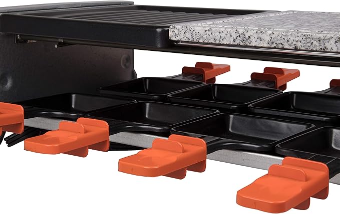 MasterChef Electric Raclette Table Grill w Non-Stick Grilling Plate & Cooking Stone- 8 Person Tabletop Cooker for Indoor, Smokeless, Korean BBQ - Melt Cheese, Cook Meat, Veggies, Appetizers-19" x 8"
