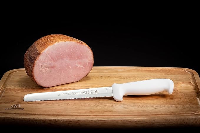 Mundial 5600 Series 8-Inch Serrated Edge Carving and Slicing Knife with White Handle
