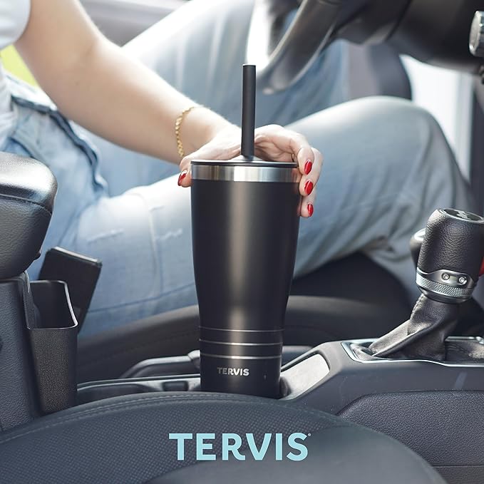 Tervis Traveler Ohio State Buckeyes - Night Game Triple Walled Insulated Tumbler Travel Cup Keeps Drinks Cold & Hot, 30oz Straw Lid, Stainless Steel