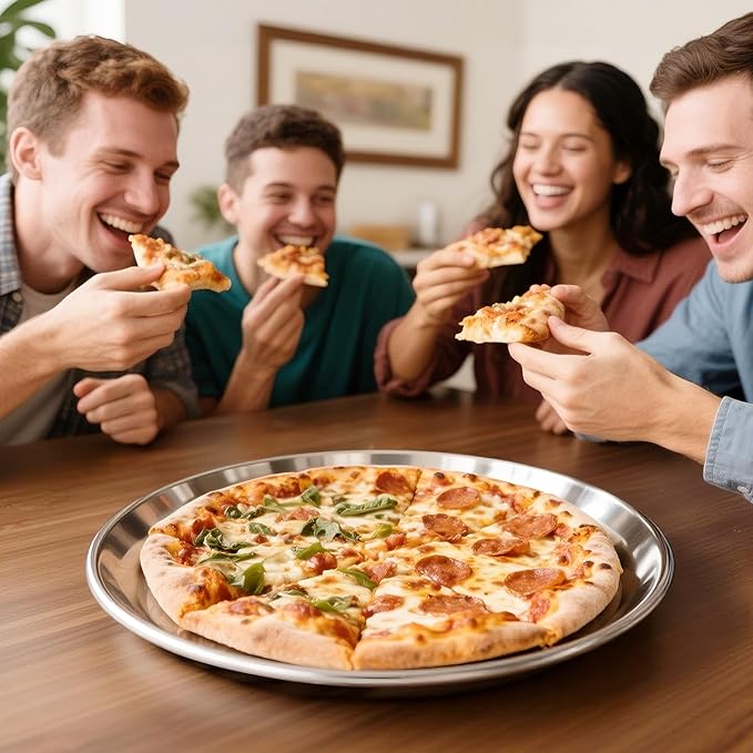 AWTBDP 12 Inch Pizza Pan for Oven Set of 2, Non-Stick Stainless Steel Pizza Pans, Sturdy Non-Toxic Round Pizza Tray for Cookie Pizza Pie Cake, Dishwasher Safe & Easy Clean