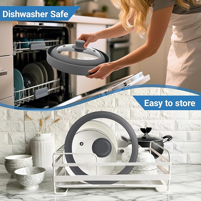Glass Microwave Cover for Food, 10.5 Inch Collapsible Silicone Microwave Splatter Cover, Microwave Splatter Cover Glass, Microwave Food Cover for Pot Plate, Heat Resistant, BPA-Free, Dishwasher Safe