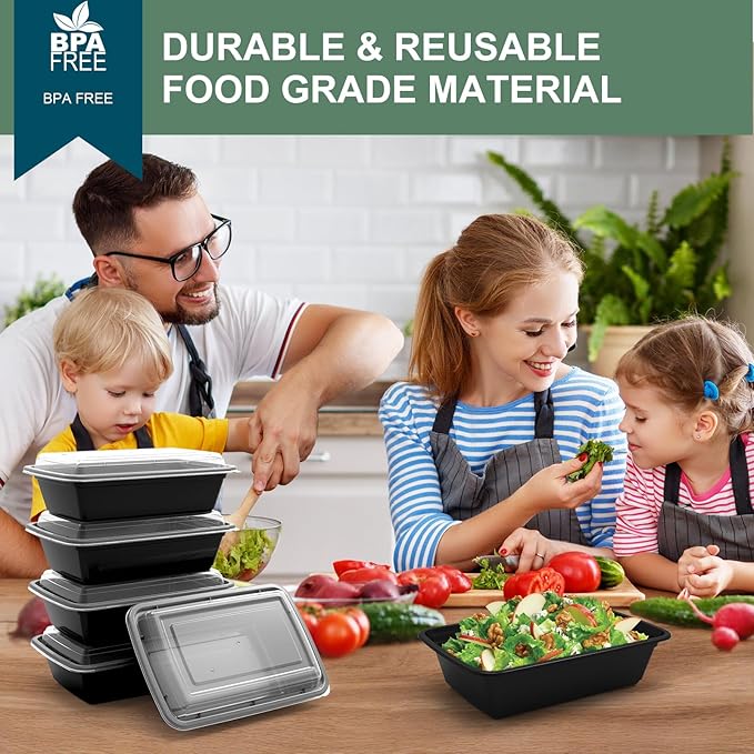 vivigu Meal Prep Containers Reusable 50 Pack - 28 oz Food Containers with Lids-Food Storage Containers with Lids, 28 oz -Take Out Disposable,BPA Free - Dishwasher & Freezer Safe