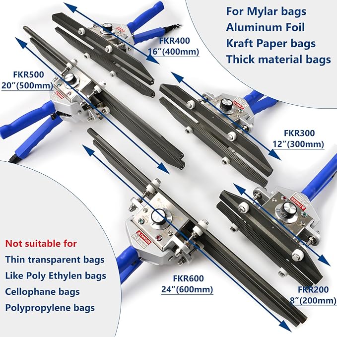 Crimp Heat Sealer, Mylar Bag Sealing Machine for Snack Bags Kraft Paper Bags Food Storage 16" FKR400
