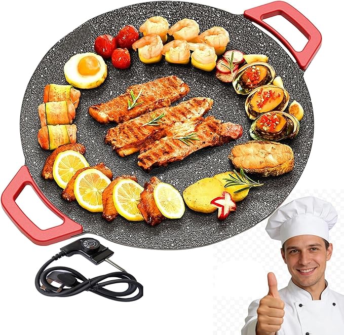 Indoor Grills Electric Smokeless – Nonstick Electric Griddle for Indoor Use, Fast-Heating Compact & Versatile Cooking for Steaks, Pancakes, and BBQ (15.7inch)(14.2in)