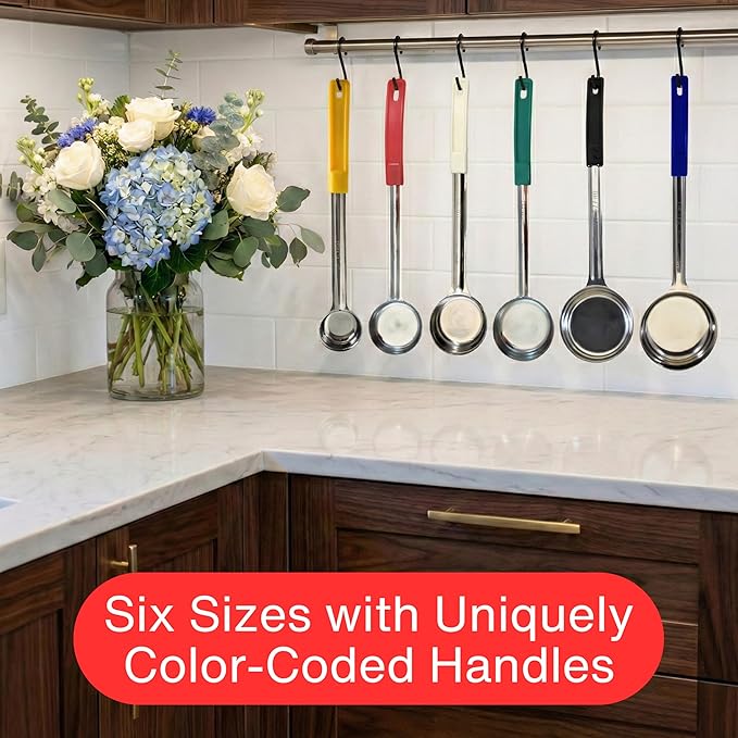 3 Ounce Solid Stainless Steel Portion Control Ladle Spoon for Measuring and Serving; Commercial Grade Serving Scoops [Pack of 2]