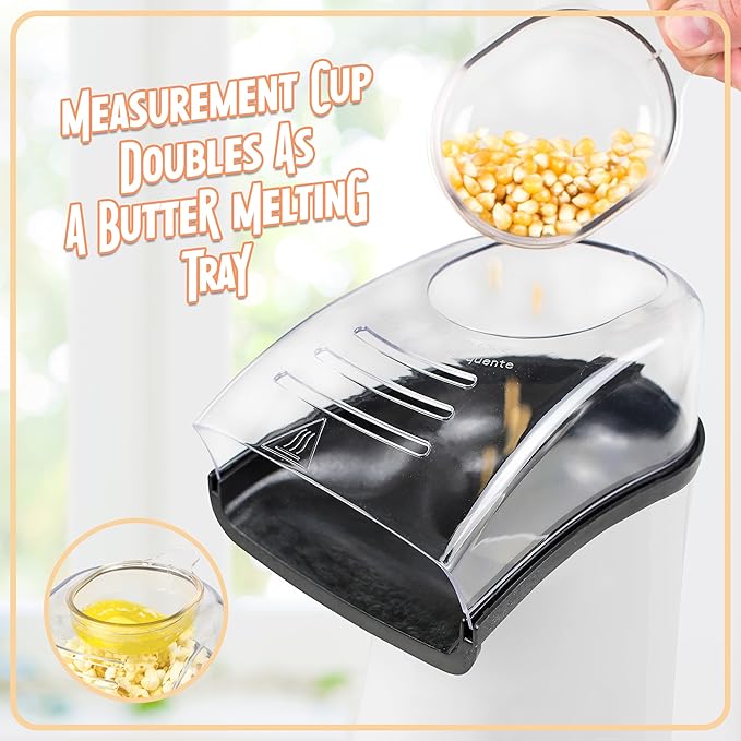 Nostalgia Air Popper Popcorn Maker – 16 Cups Oil-Free Pop Corn – Includes 4-oz Measuring Cup – Perfect for Family Movie Nights – White