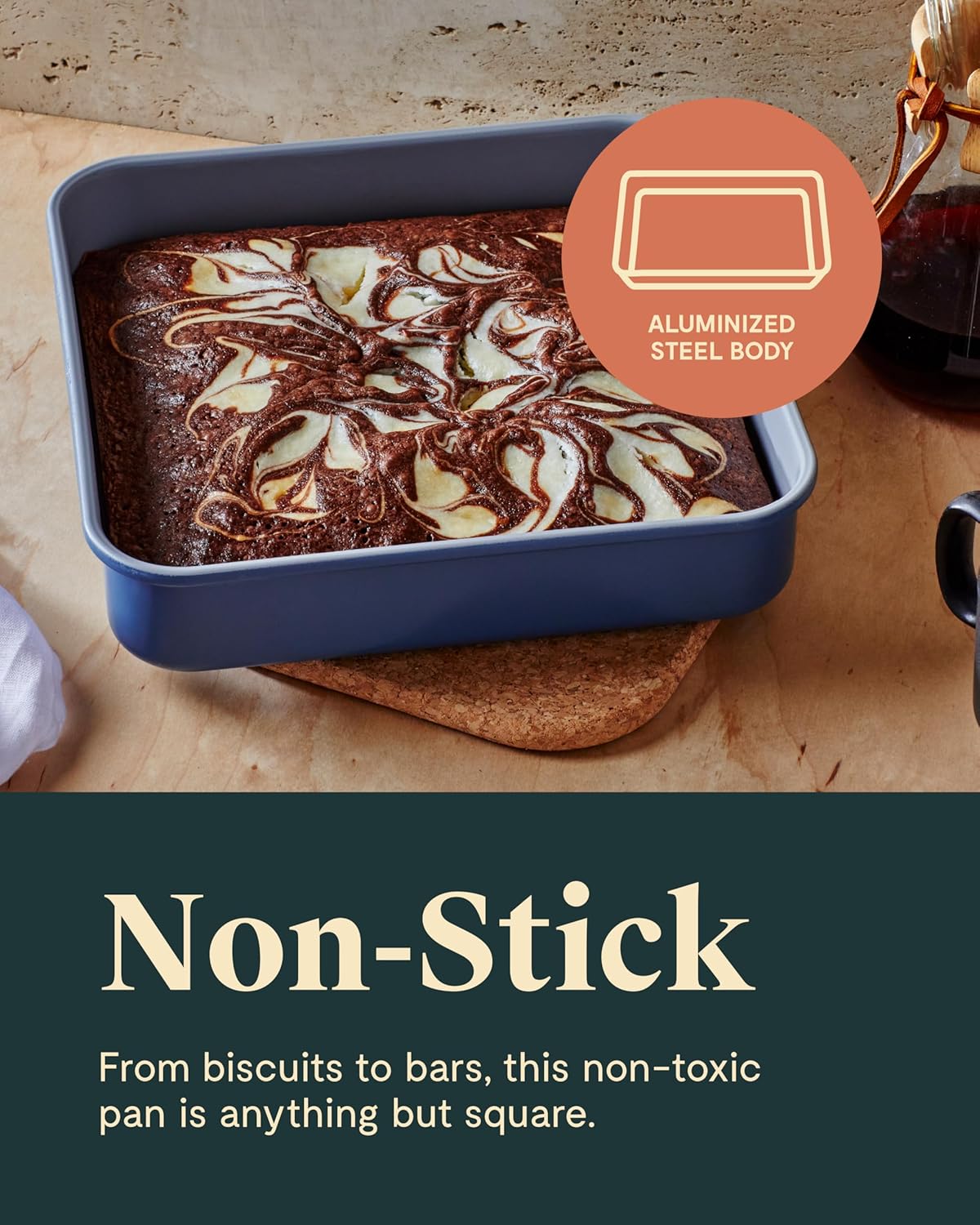 Caraway Non-Stick Ceramic 9” Square Pan - Naturally Slick Ceramic Coating - Non-Toxic, PTFE & PFOA Free - Perfect for Brownies, Lemon Bars, Cakes, & More - Marigold