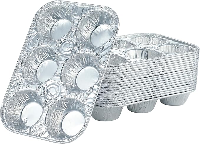 Waytiffer (10pack Muffin Pan 6-Cup Cupcake Aluminum Pans Favorite Muffin Tin Size for Baking Cupcakes Muffins and Mini Pies - Standard Size