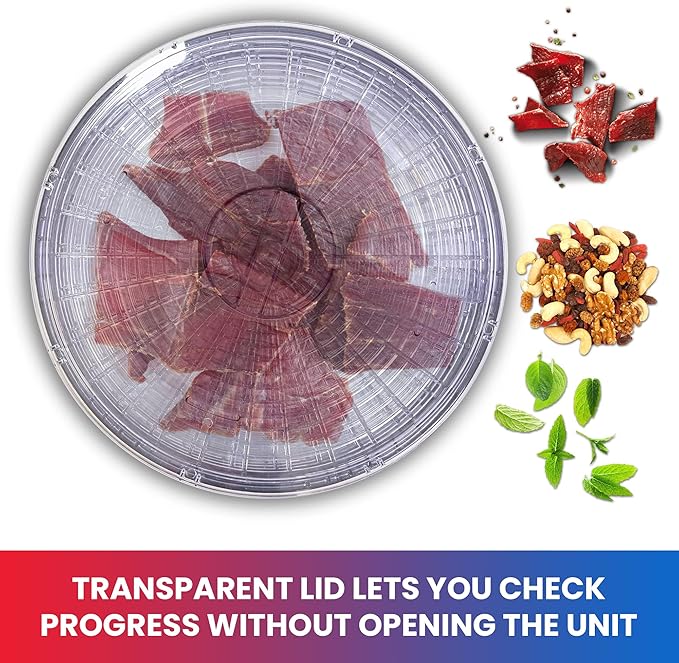 Koolatron Total Chef Food Dehydrator Machine, Countertop Electric Food Dryer with 5 Removable Transparent Drying Trays with 12" Radius - Ideal for Fruit, Meat, Snacks, Vegetables or Beef Jerky, 240W,