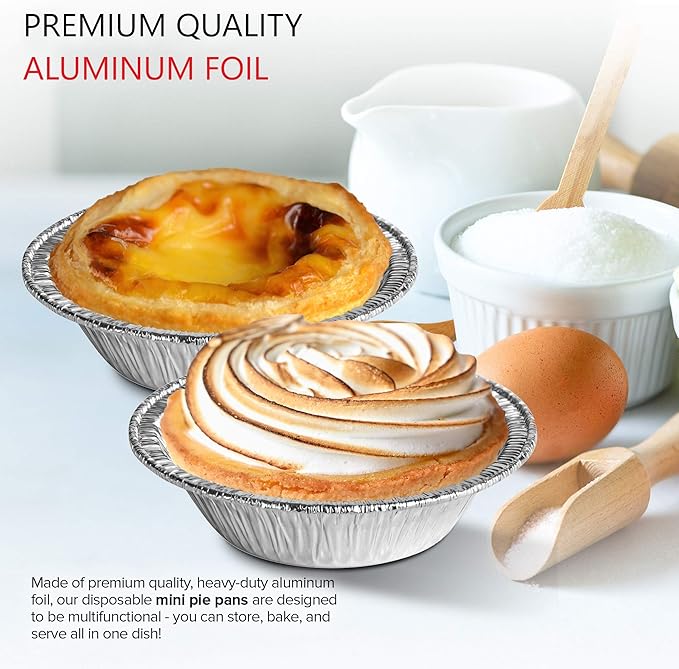 Stock Your Home 3 Inch Aluminum Foil Pie Pans (200 Count) Disposable & Recyclable Mini Pie Pans, Small Pie Tin for Baking, Cafes, and Restaurants, Durable Individual Pie Pan for Fruit Tarts, Quiche