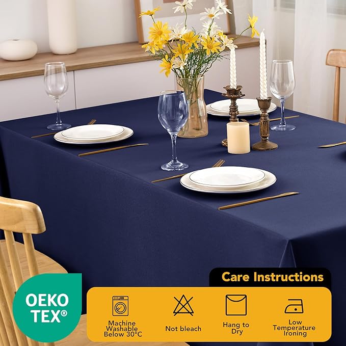 6-Pack Navy Blue Tablecloths for Square Tables, 54 x 54 Inches, Stain-Resistant Polyester Fabric for 2 Foot Tables - Washable Table Covers for Weddings, Banquets, Birthday Parties, Events
