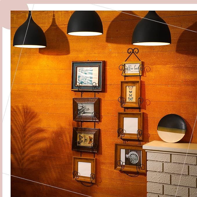 Menkxi 2 Pcs Plate Rack for Wall Vertical Vintage Wall Plate Holder Decorative for Display Hanger Brackets Mount Rack Arts with Screw and Nut Fittings for Display Dishes Picture Frame(4 Tier,Black)