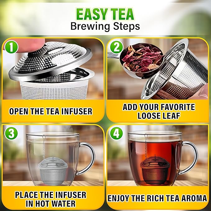 Set of 1 Large Tea Infuser, 2 Small Infuzers & Scoop With Bag Clip - Stainless Steel Infuser for Loose Leaf Tea Steeper Tea Strainers for Loose Tea Diffusers for Loose Tea - Loose Leaf Tea Infuser