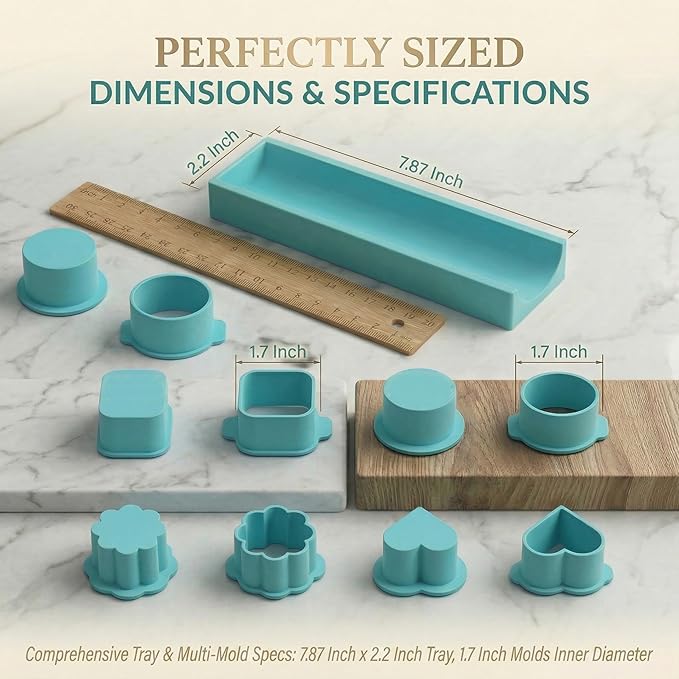 5 PCS Cake Pop Mold Set with 7.87-inch Tray, Heart Square Cloud Oval Round 3D Printed Cake Pop Cutter and Pusher, Baking Molds for Home Baking, Birthday Parties, Wedding Desserts