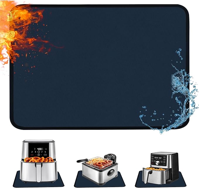Heat Resistant Mats - 21x29.5in, Protect Quartz, Air Fryer Mat, Waterproof (Blue)