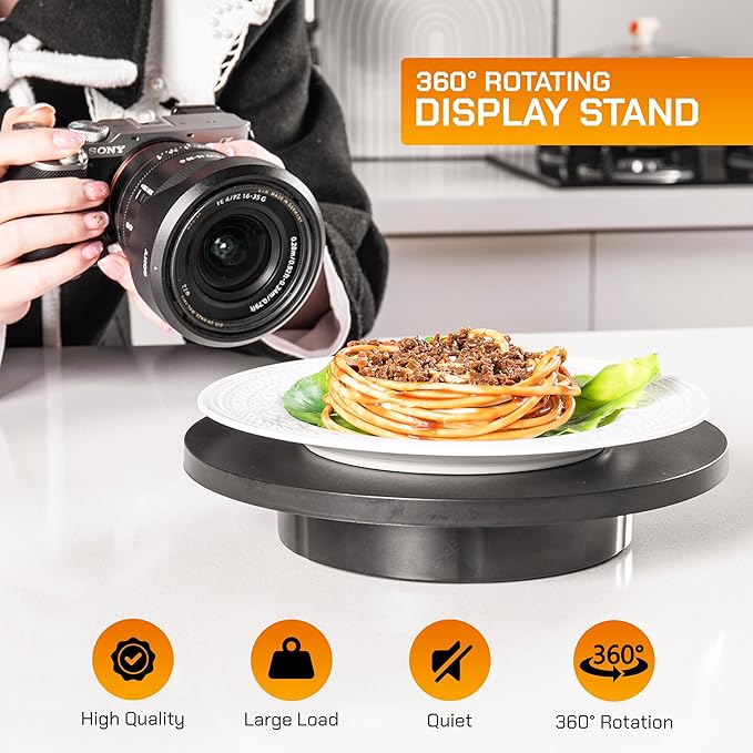 Remote control Motorized Rotating Display stand - 360° Electric Rotating Platform | 3-in-1 Sizes - 5.74", 7.08" and 8.66" Replacement Covers - Rechargeable Turn Table - Live Streaming & Photography