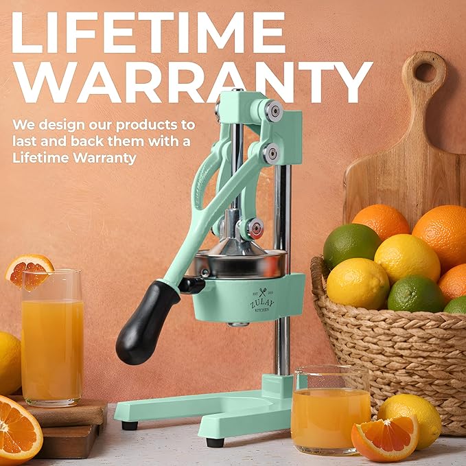 Zulay Kitchen Cast Iron Juicer - Heavy Duty Manual Juicer with Detachable Strainers for Easy Cleaning, Orange Juice Press for Citrus Fruits, Perfect for Bartenders, Juice Lovers & Health Enthusiasts