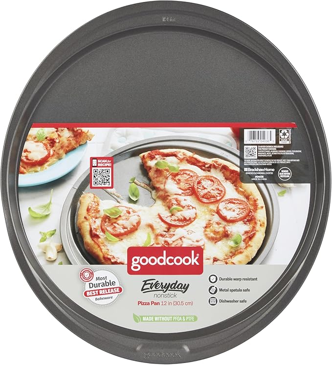 GoodCook Everyday Nonstick Steel Pizza Pan, 12", Gray (Pack of 2)