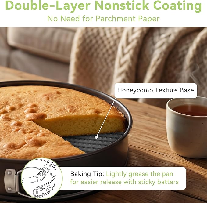 USLAI Springform Pan, 4/6/7/8/9/10 Inch Nonstick Cheesecake Pan with Removable Bottom, Easy to Clean, Ideal for Baking Cakes, Pies and Quiches - 10 Inch